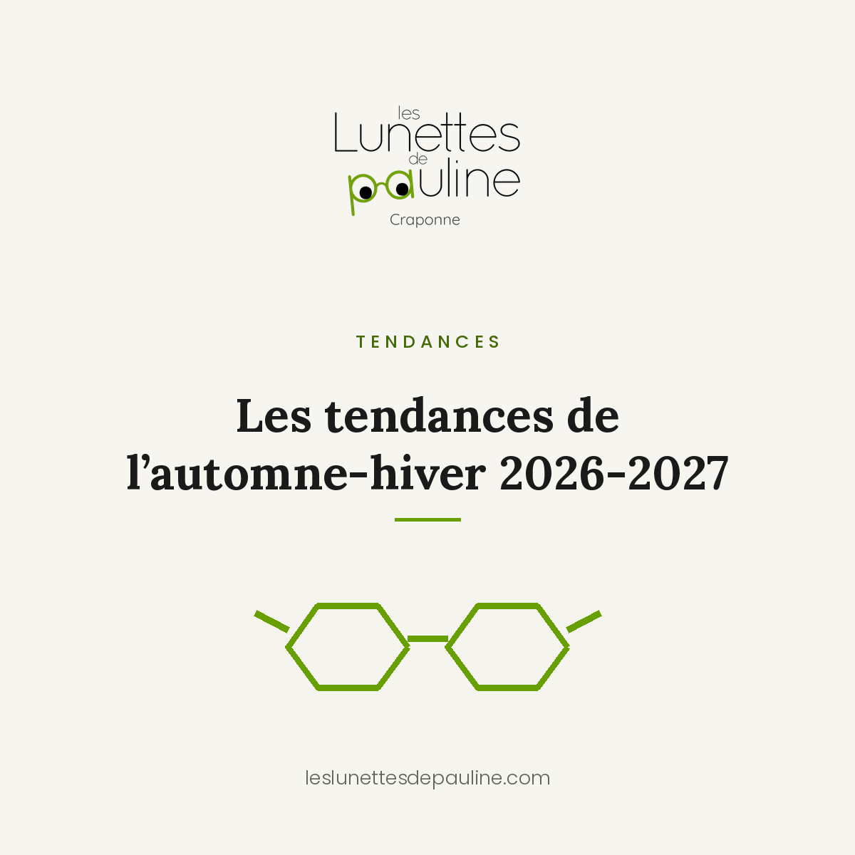 Tendances lunettes de vue automne-hiver 2026-2027, monture hexagonale dessinée aux couleurs des Lunettes de Pauline