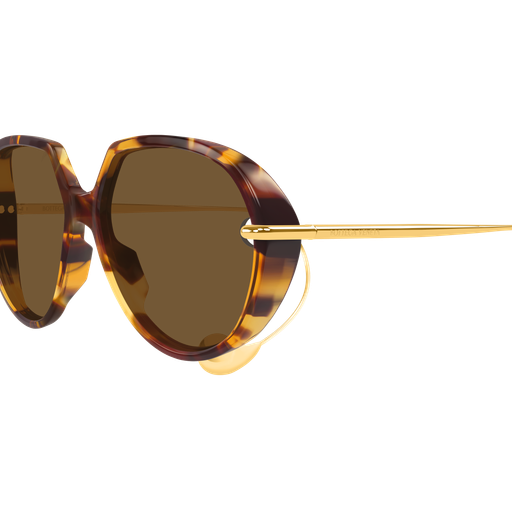 Bottega Veneta BV1436S Écaille Or 002 en détail des branches - Les Lunettes de Pauline