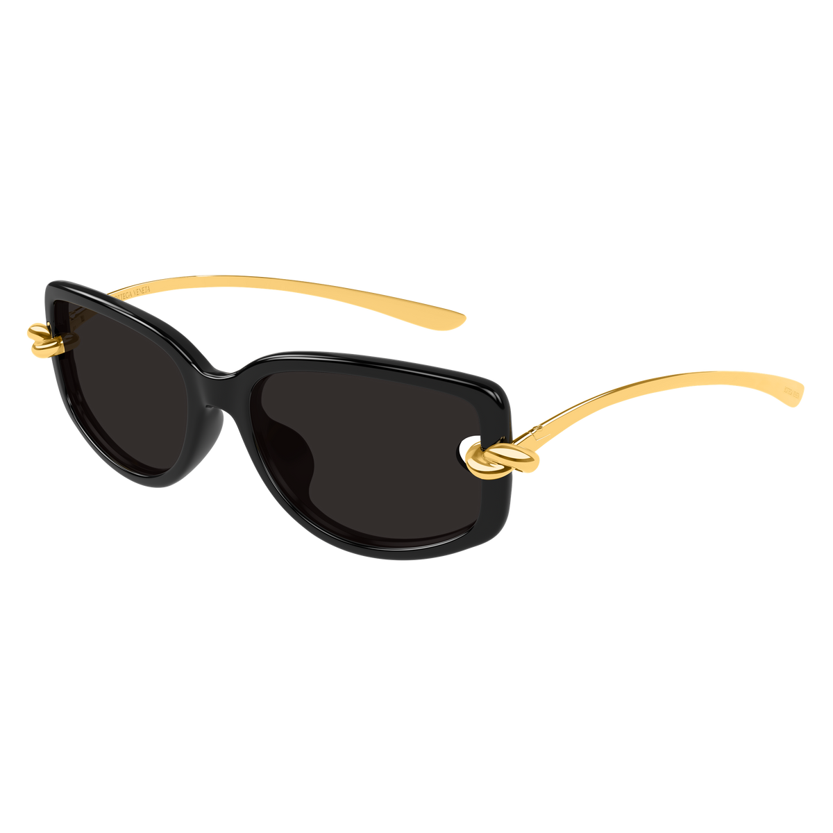Bottega Veneta BV1440SA Noir Or 001 de trois-quarts - Les Lunettes de Pauline