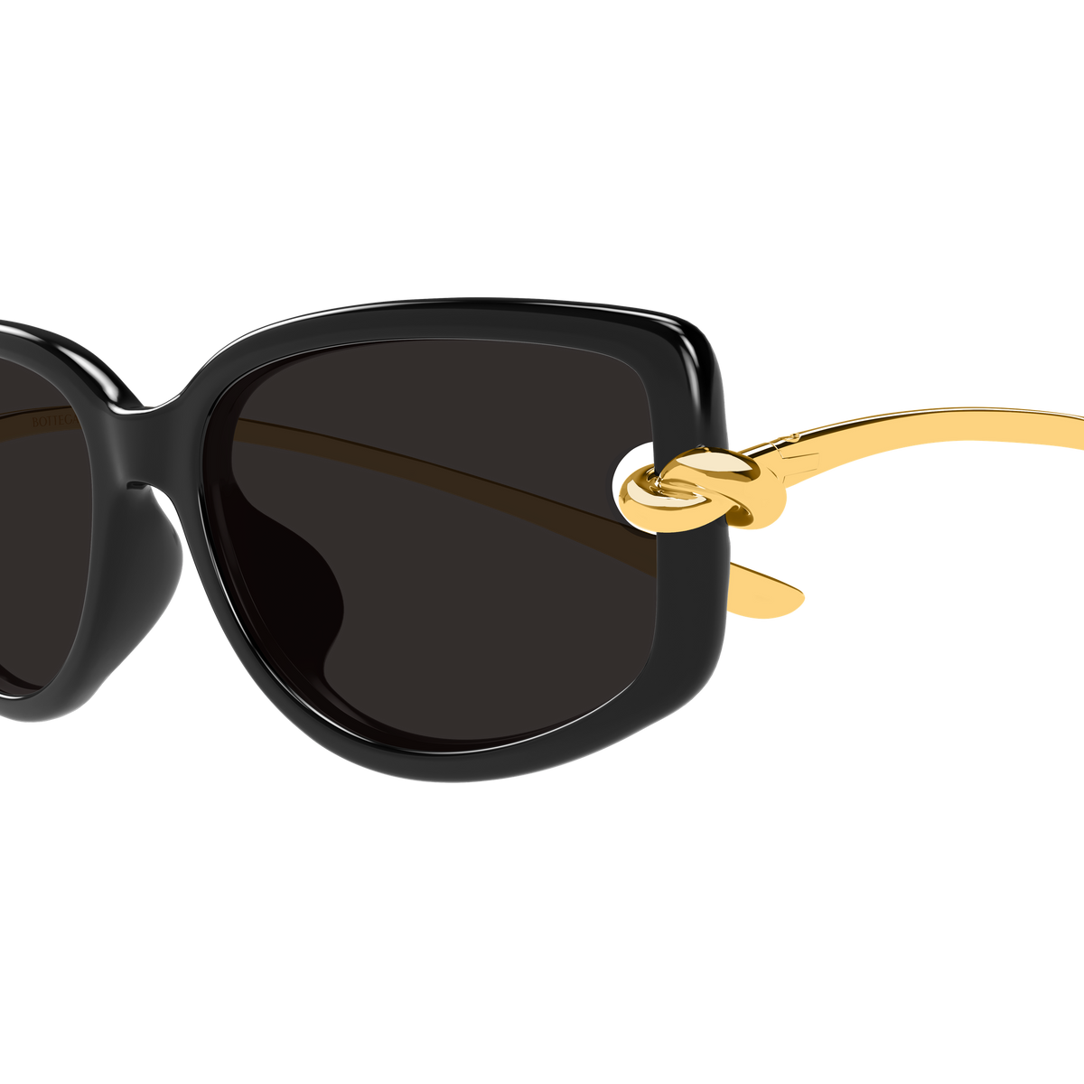 Bottega Veneta BV1440SA Noir Or 001 en détail des branches - Les Lunettes de Pauline