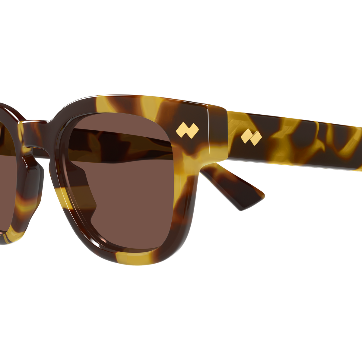 Bottega Veneta BV1441S Écaille 002 en détail des branches - Les Lunettes de Pauline