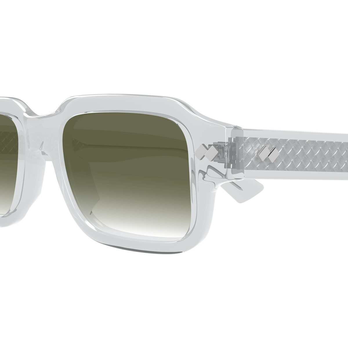 Bottega Veneta BV1442S Cristal 003 en détail des branches - Les Lunettes de Pauline