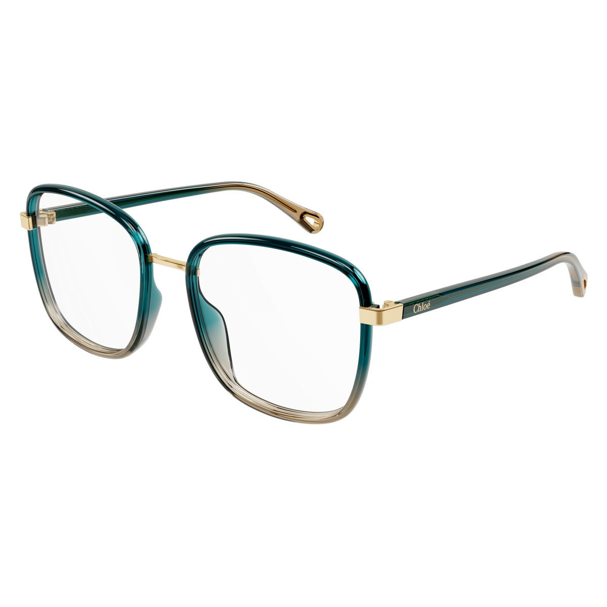 Chloé CH0034O Vert Canard 012 / 50-18 de trois-quarts - Les Lunettes de Pauline