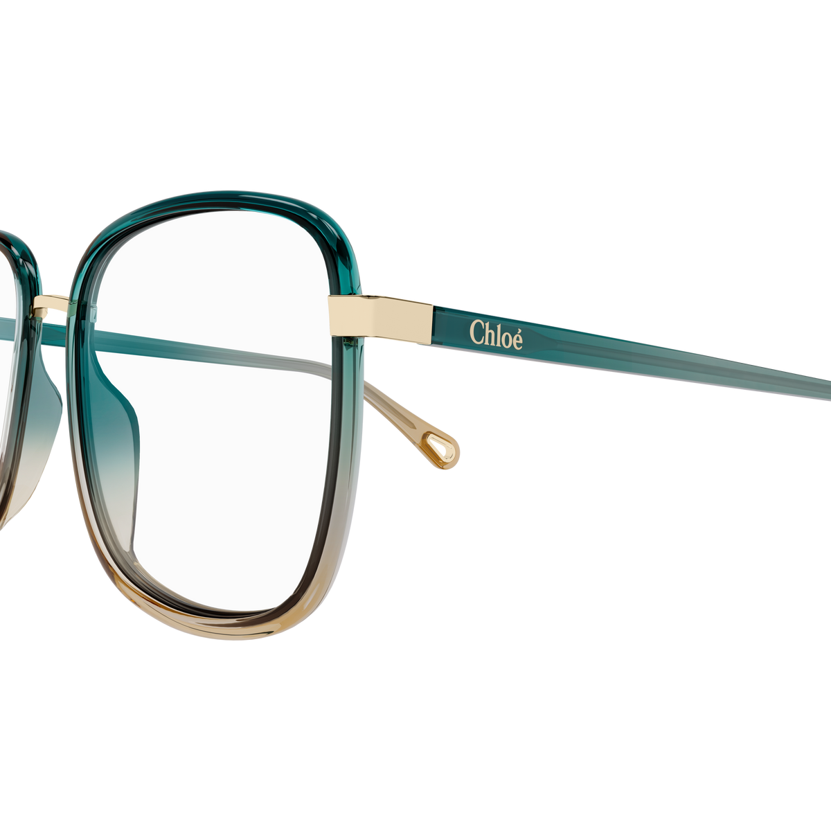 Chloé CH0034O Vert Canard 012 / 50-18 en détail des branches - Les Lunettes de Pauline