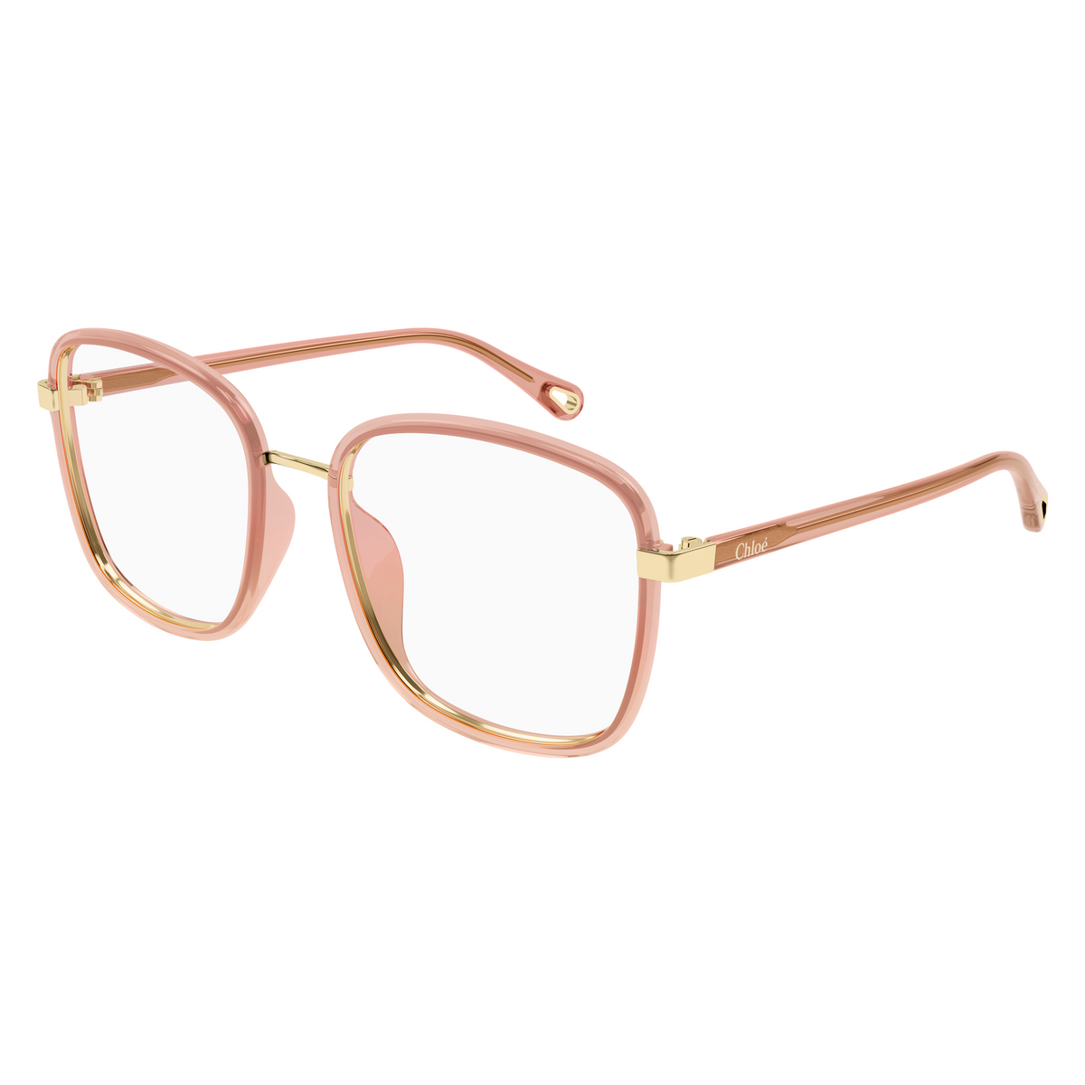 Chloé CH0034O Rose Corail 021 / 50-18 de trois-quarts - Les Lunettes de Pauline
