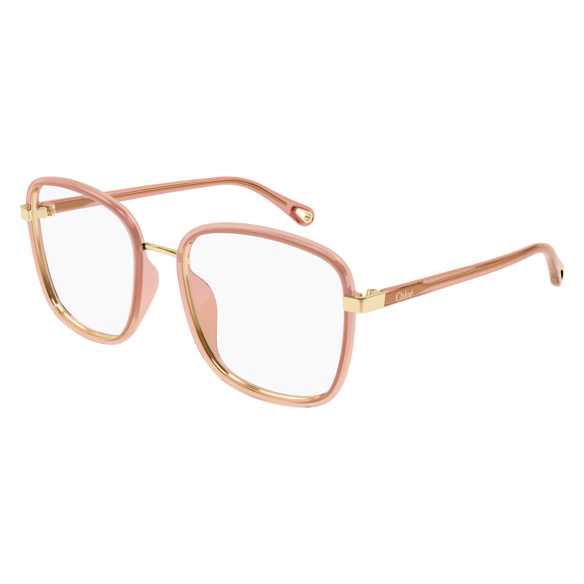 Chloé CH0034O Rose Corail 021 / 50-18 de trois-quarts - Les Lunettes de Pauline