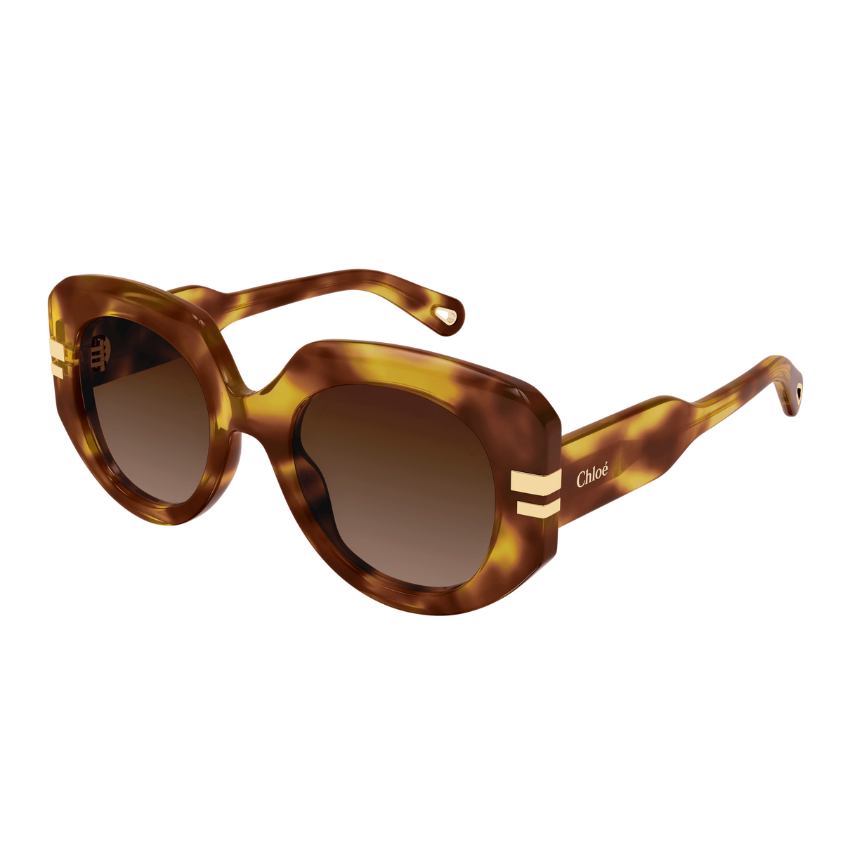 Chloé CH0257S Écaille Havane 002 de trois-quarts - Les Lunettes de Pauline