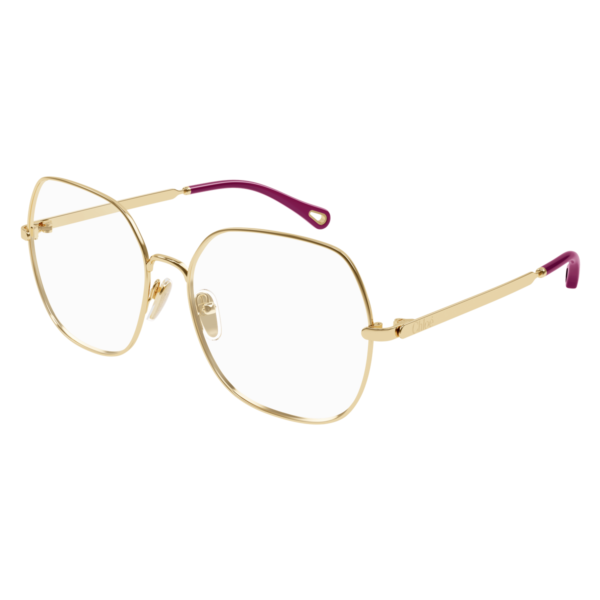 Chloé CH0284O Doré et Prune 001 de trois-quarts - Les Lunettes de Pauline
