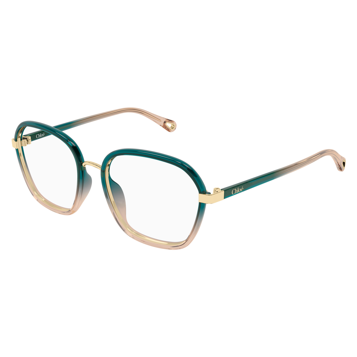 Chloé CH0309O Vert Canard Crème 009 de trois-quarts - Les Lunettes de Pauline