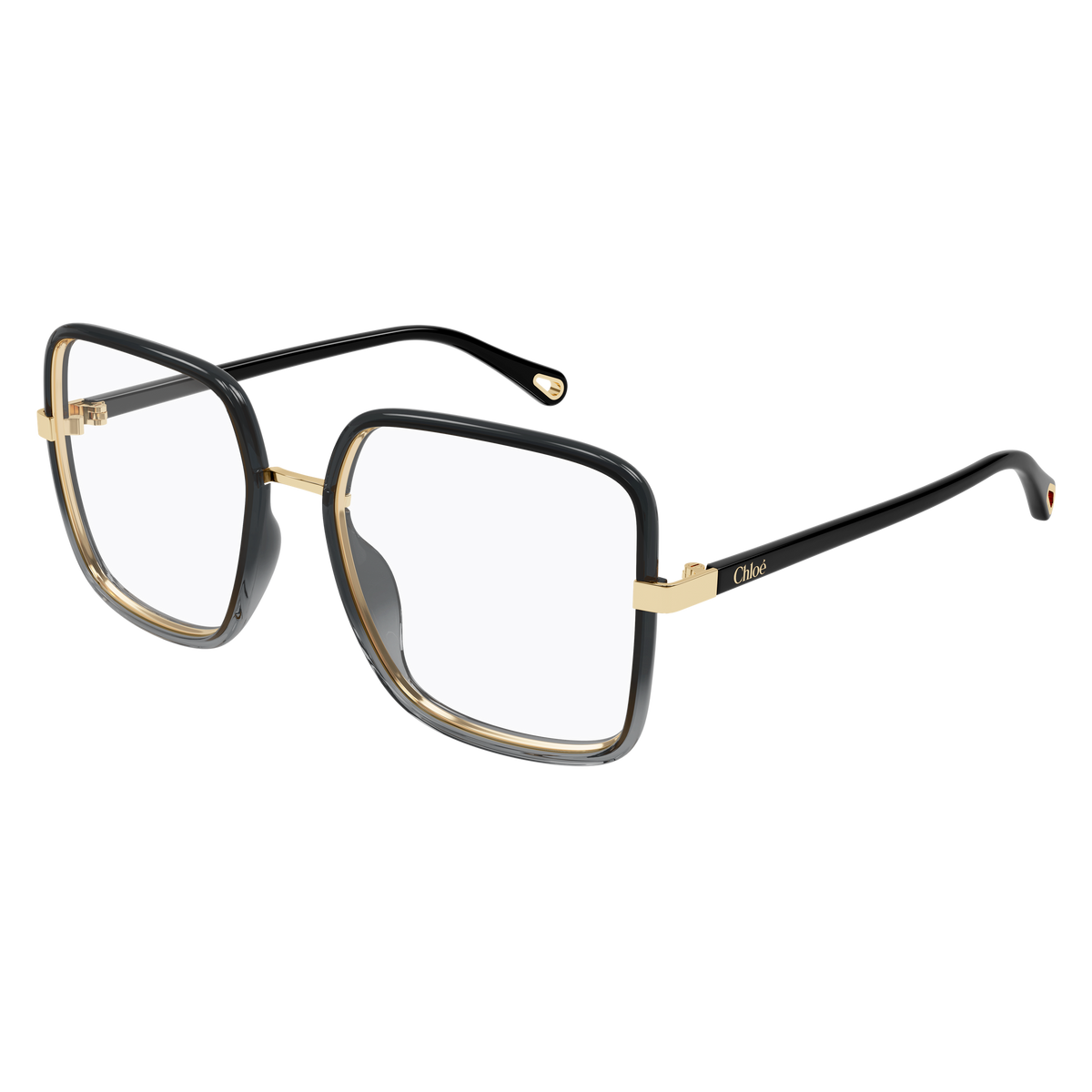 Chloé CH0338O Noir Kaki 001 de trois-quarts - Les Lunettes de Pauline