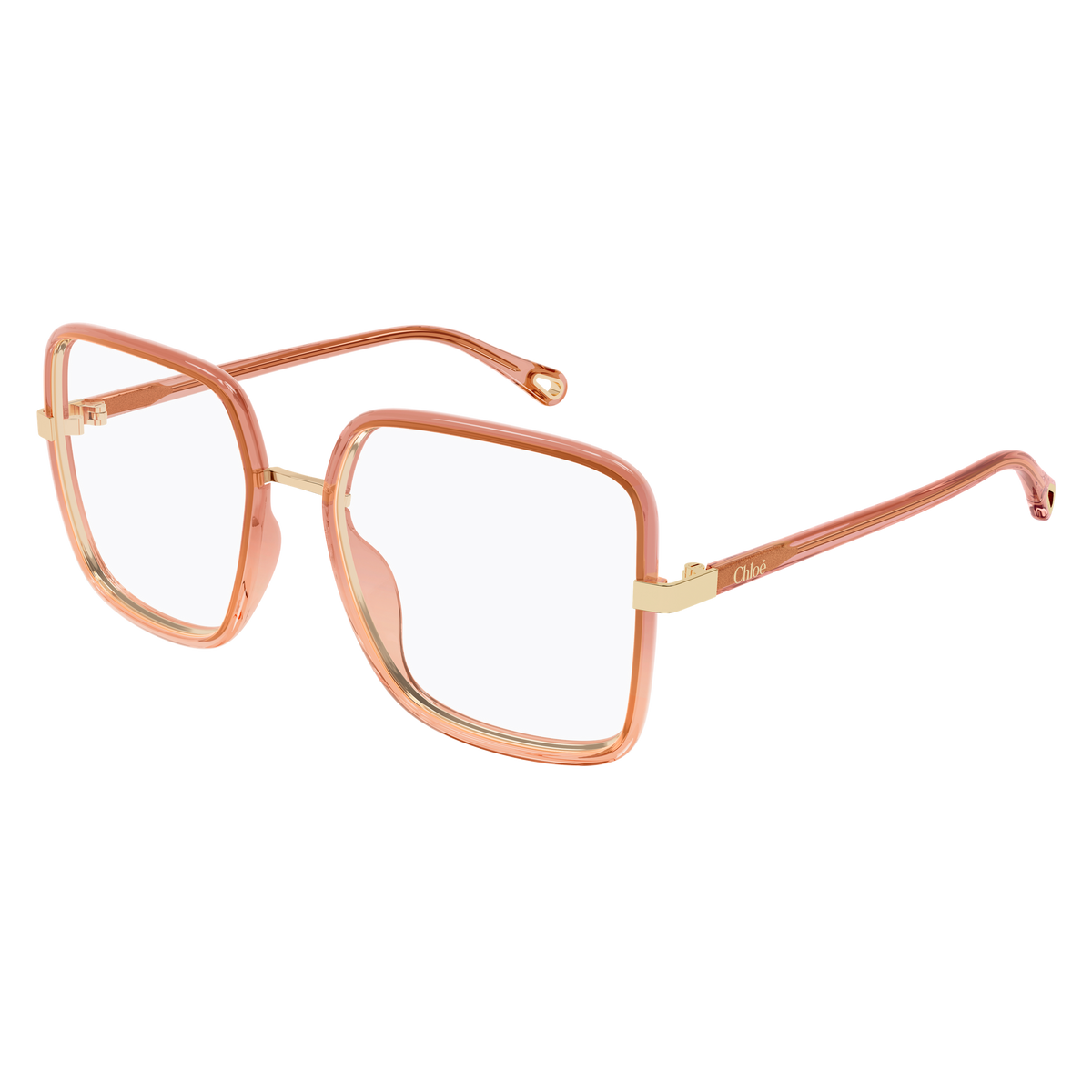 Chloé CH0338O Rose Corail 002 de trois-quarts - Les Lunettes de Pauline