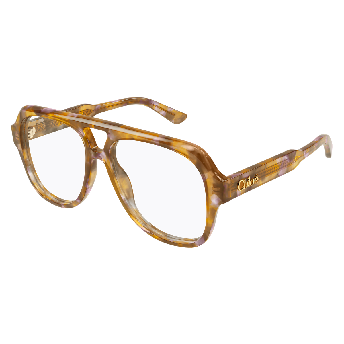 Chloé CH0339O Écaille Miel Rose 004 de trois-quarts - Les Lunettes de Pauline