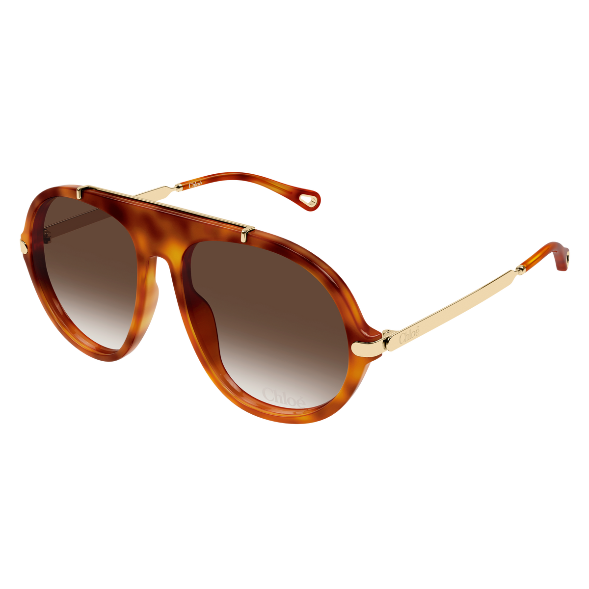 Chloé CH0357S Écaille Or 002 de trois-quarts - Les Lunettes de Pauline