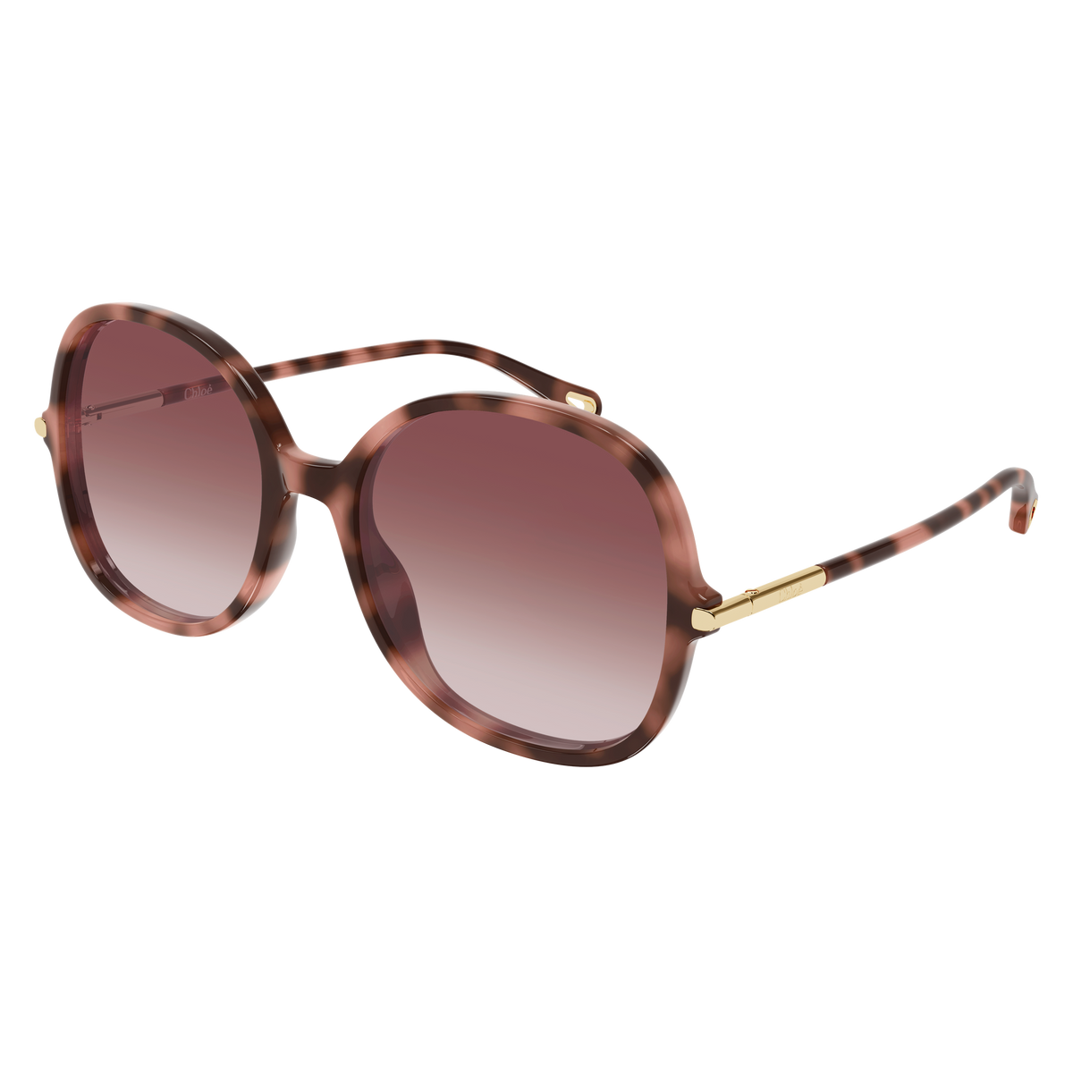 Chloé CH0383S Écaille Rose 004 de trois-quarts - Les Lunettes de Pauline