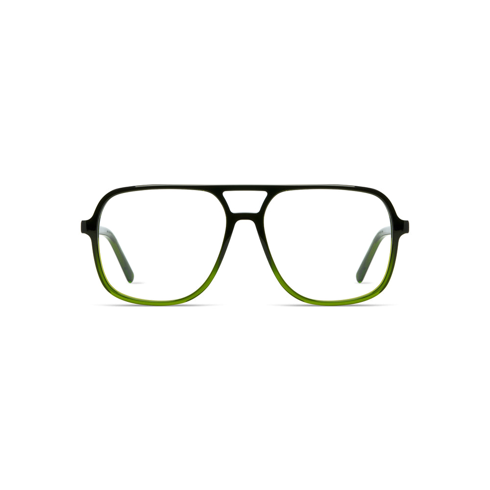 Komono Steph Noir Vert Olive Grass Blade de face - Les Lunettes de Pauline