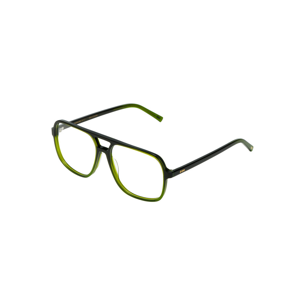 Komono Steph Noir Vert Olive Grass Blade de profil - Les Lunettes de Pauline