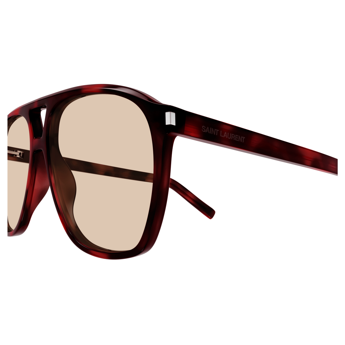 Saint Laurent Corner Angle SL 596 Dune Écaille Bordeaux 003 vue de profil - Les Lunettes de Pauline