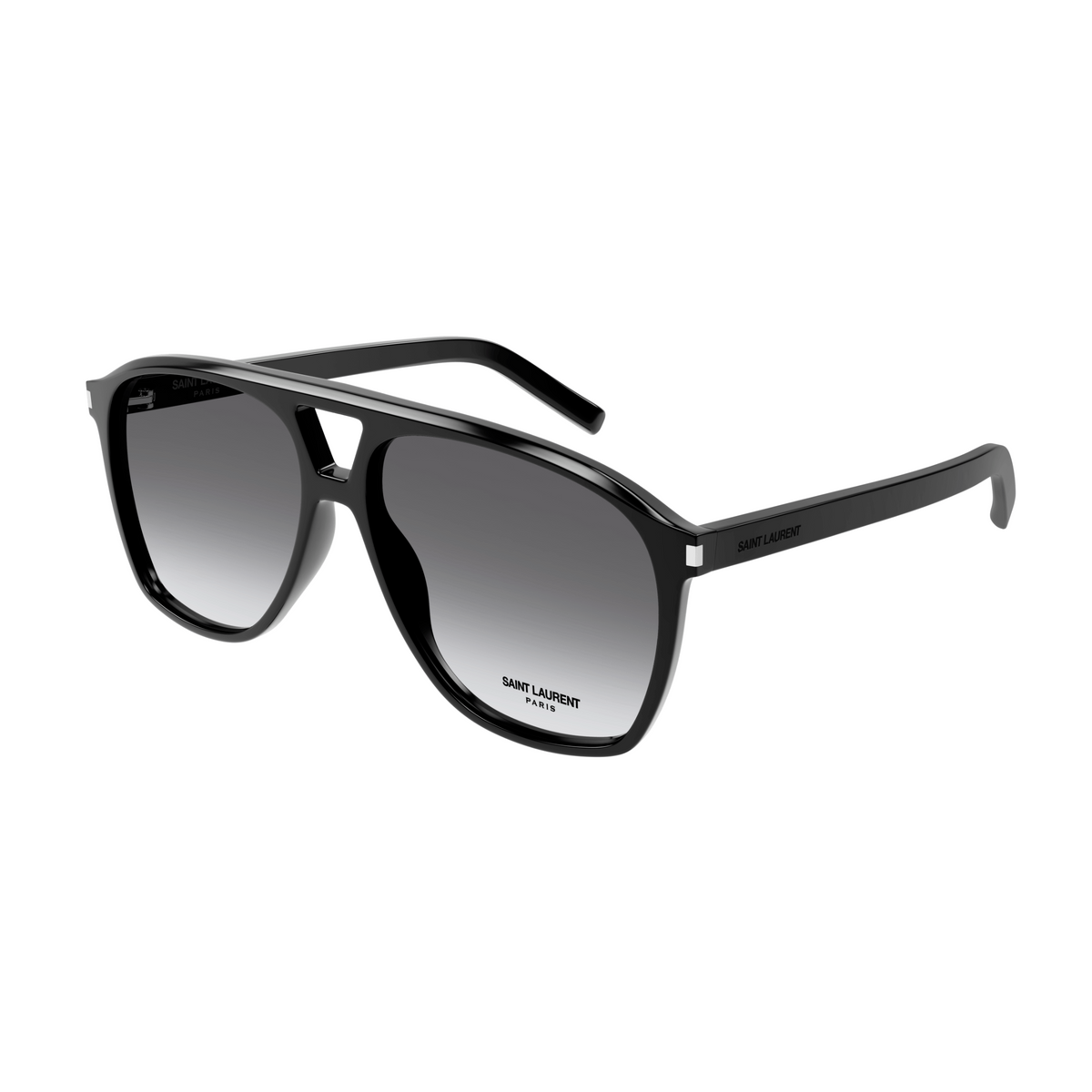 Saint Laurent Corner Angle SL 596 Dune Noir Verres Gris 006 vue trois-quarts - Les Lunettes de Pauline