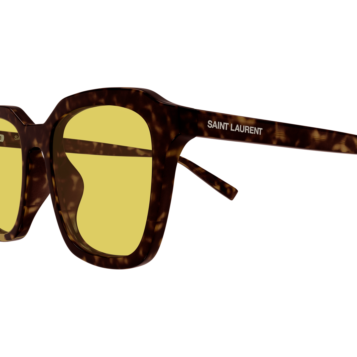Saint Laurent SL Logo SL 457 Écaille Havane 009 en détail des branches - Les Lunettes de Pauline