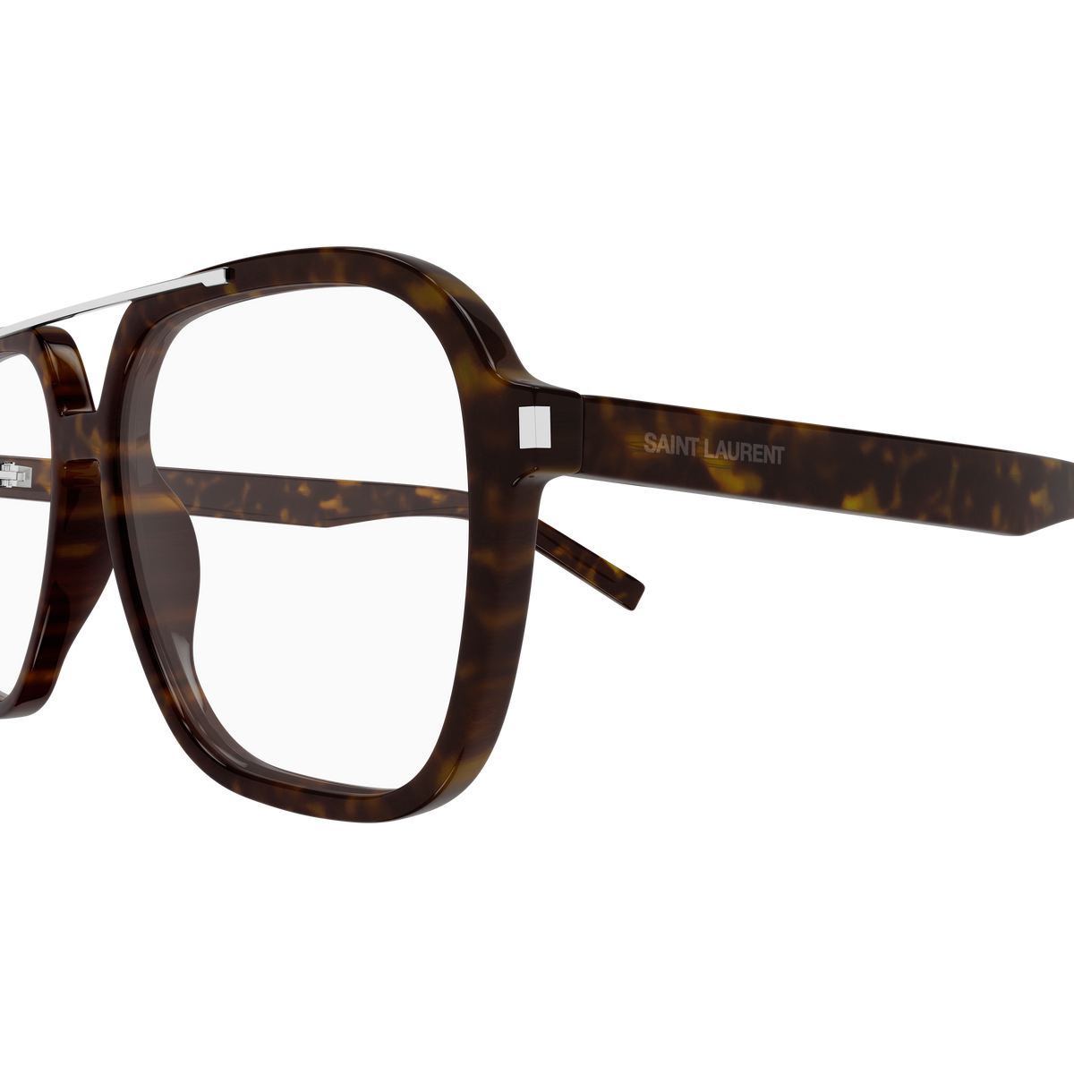 Saint Laurent SL 545 Havane 002 en détail des branches - Les Lunettes de Pauline