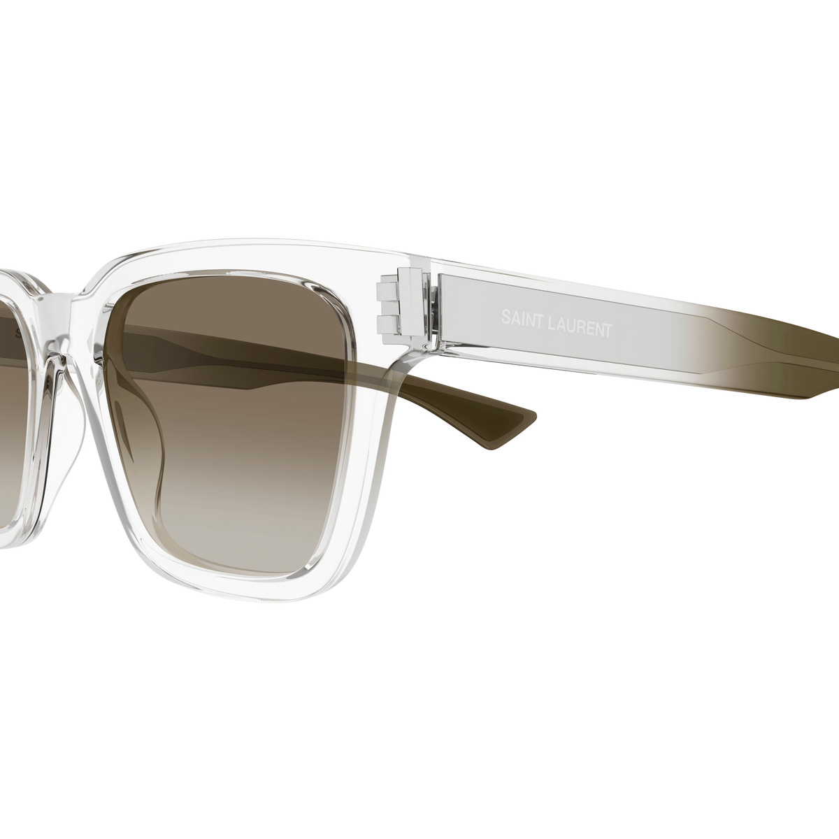 Saint Laurent Corner Angle SL 790 Cristal 005 en détail des branches - Les Lunettes de Pauline