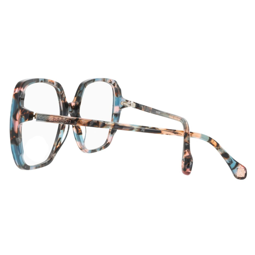 ba&sh BA1069 Écaille Mouchetée Rose et Bleu E416 en détail des branches - Les Lunettes de Pauline