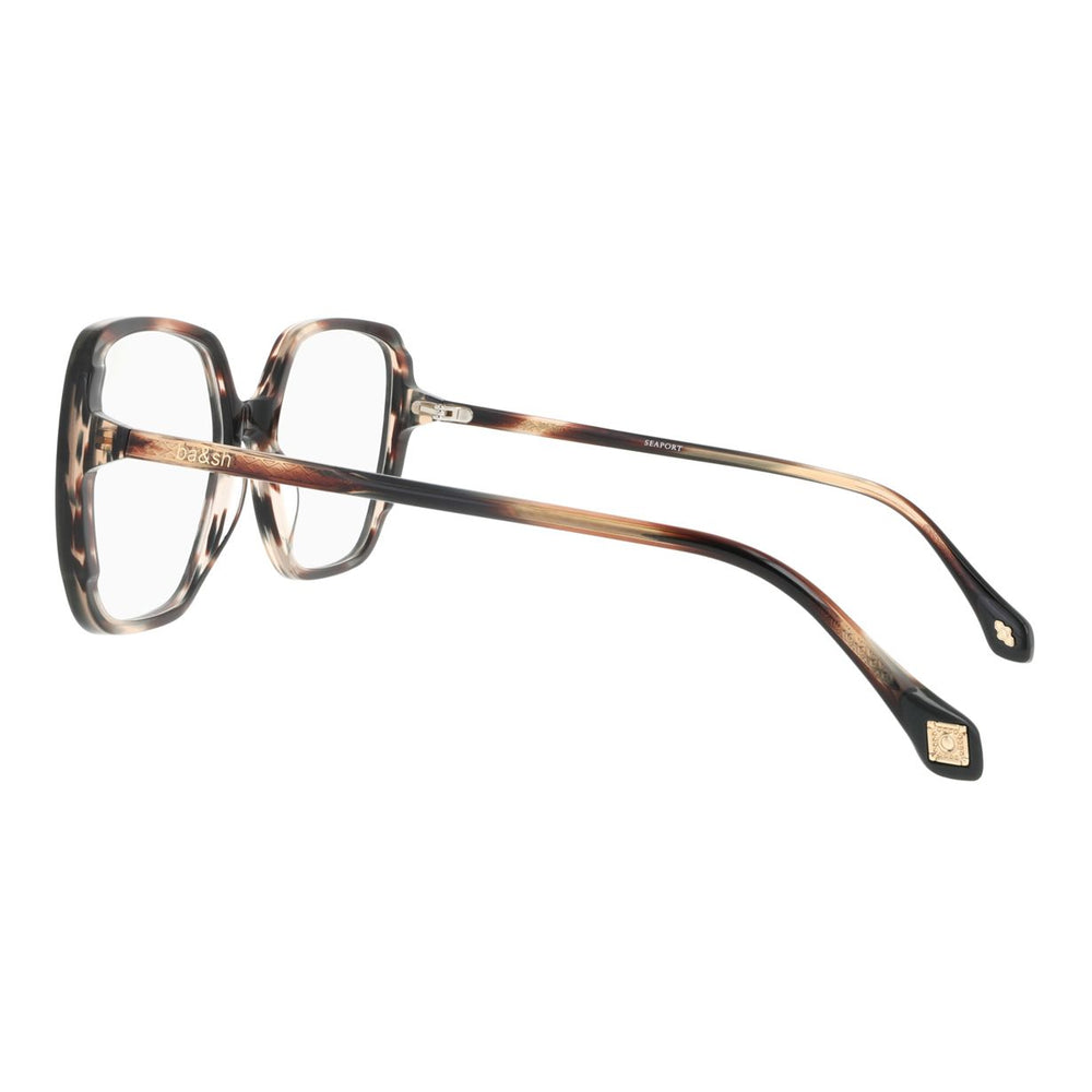 ba&sh BA1069 Écaille Rayée Gris Brun E600 en détail des branches - Les Lunettes de Pauline