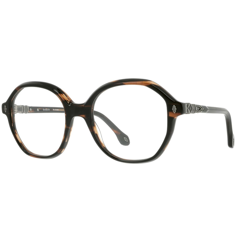 ba&sh BA1073 Écaille Rayée Miel et Brun E119 de trois-quarts - Les Lunettes de Pauline