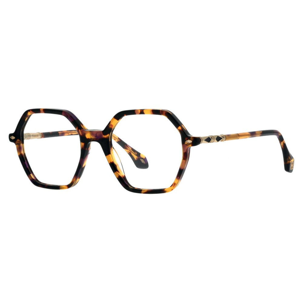 ba&sh BA2009 Écaille Mouchetée Miel et Violet E406 de trois-quarts - Les Lunettes de Pauline