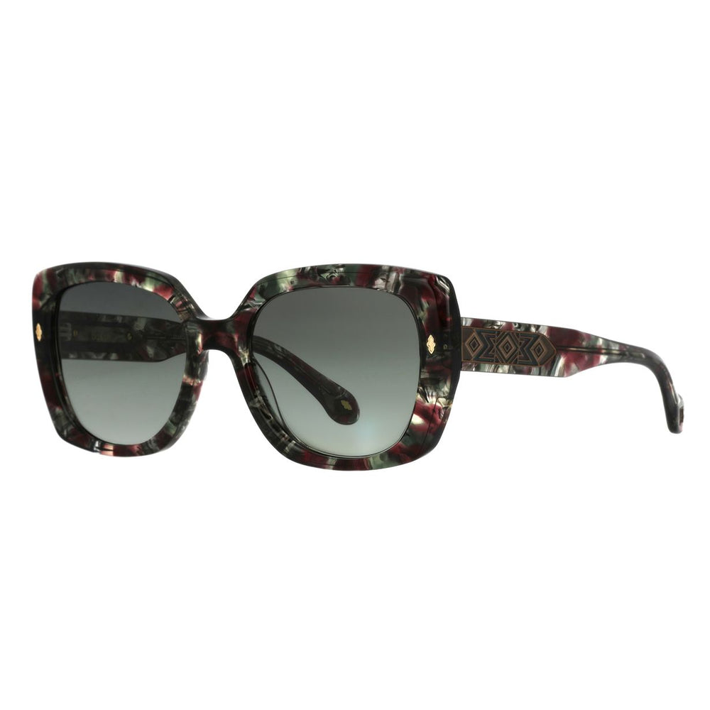 ba&sh Laura Écaille Mouchetée Verte et Bordeaux E766 de trois-quarts - Les Lunettes de Pauline