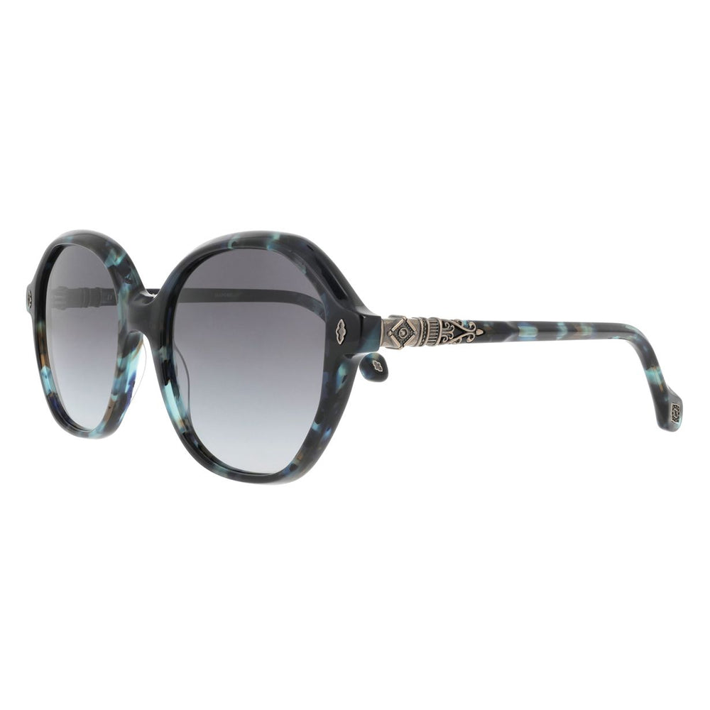 ba&sh Lecia Écaille Mouchetée Bleue E654 en détail des branches - Les Lunettes de Pauline