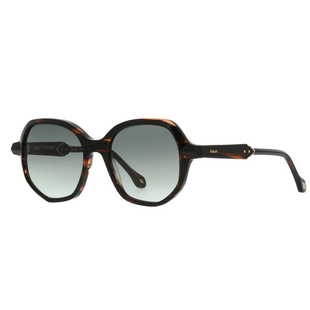 ba&sh Lexie Écaille Rayée Miel et Brun E119 de trois-quarts - Les Lunettes de Pauline