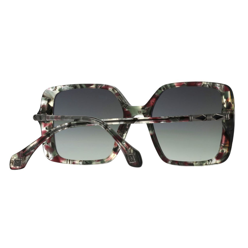 ba&sh Liane Écaille Mouchetée Verte et Bordeaux E766 en détail des branches - Les Lunettes de Pauline