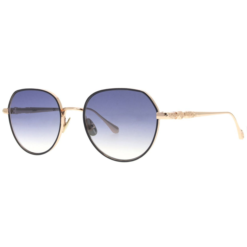 ba&sh Lolly Bleu Marine et Or Rose MAOR de trois-quarts - Les Lunettes de Pauline