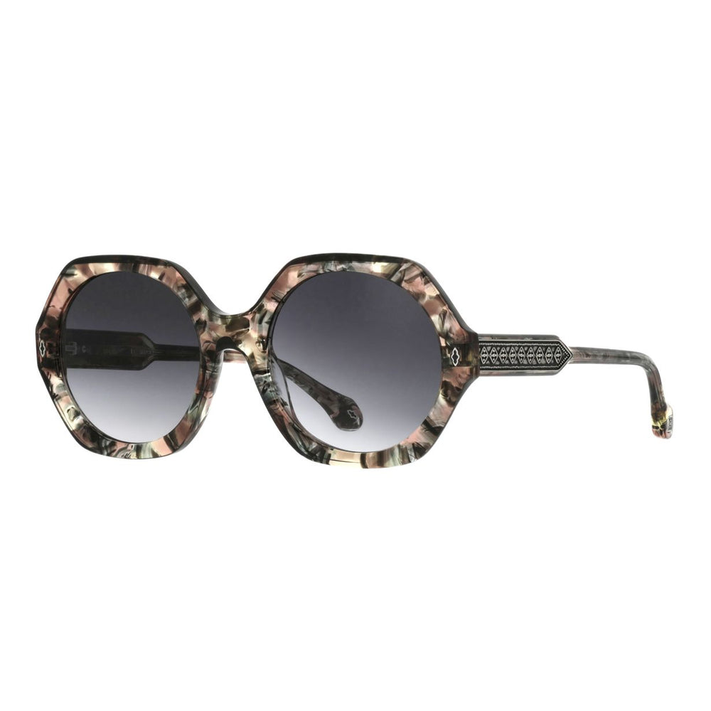 ba&sh Luny Écaille Mouchetée Rose et Grise E614 de trois-quarts - Les Lunettes de Pauline