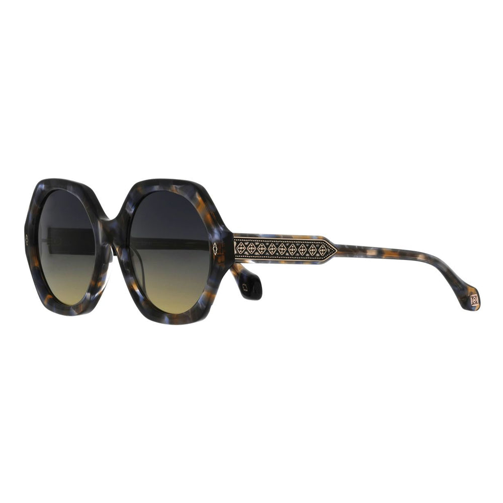 ba&sh Luny Écaille Mouchetée Bleue et Miel E693 en détail des branches - Les Lunettes de Pauline