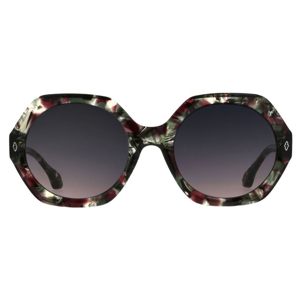 ba&sh Luny Écaille Mouchetée Verte et Bordeaux E766 de face - Les Lunettes de Pauline