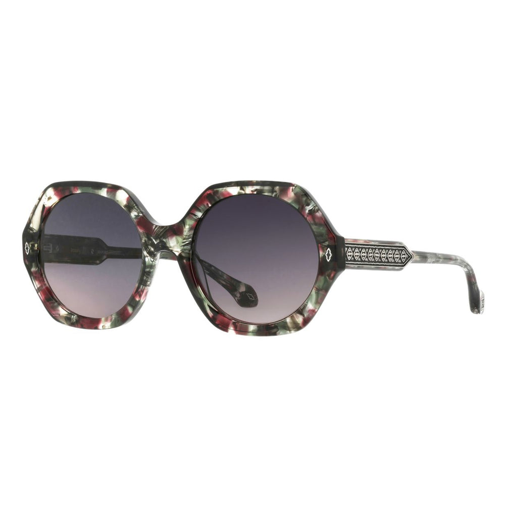 ba&sh Luny Écaille Mouchetée Verte et Bordeaux E766 de trois-quarts - Les Lunettes de Pauline