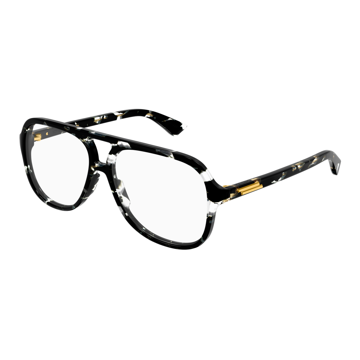 Bottega Veneta BV1417O Écaille Noir et Blanc 006 de trois-quarts - Les Lunettes de Pauline