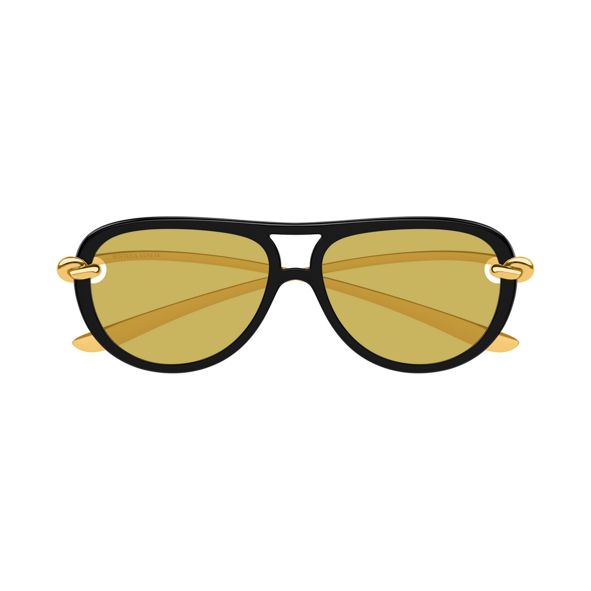 Bottega Veneta BV1418S Noir Doré Verres Jaunes 001 de face - Les Lunettes de Pauline