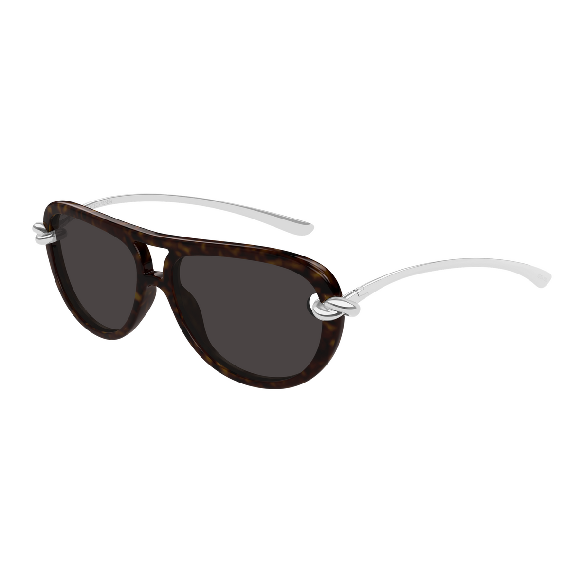 Bottega Veneta BV1418S Écaille Havane Argenté 002 de trois-quarts - Les Lunettes de Pauline