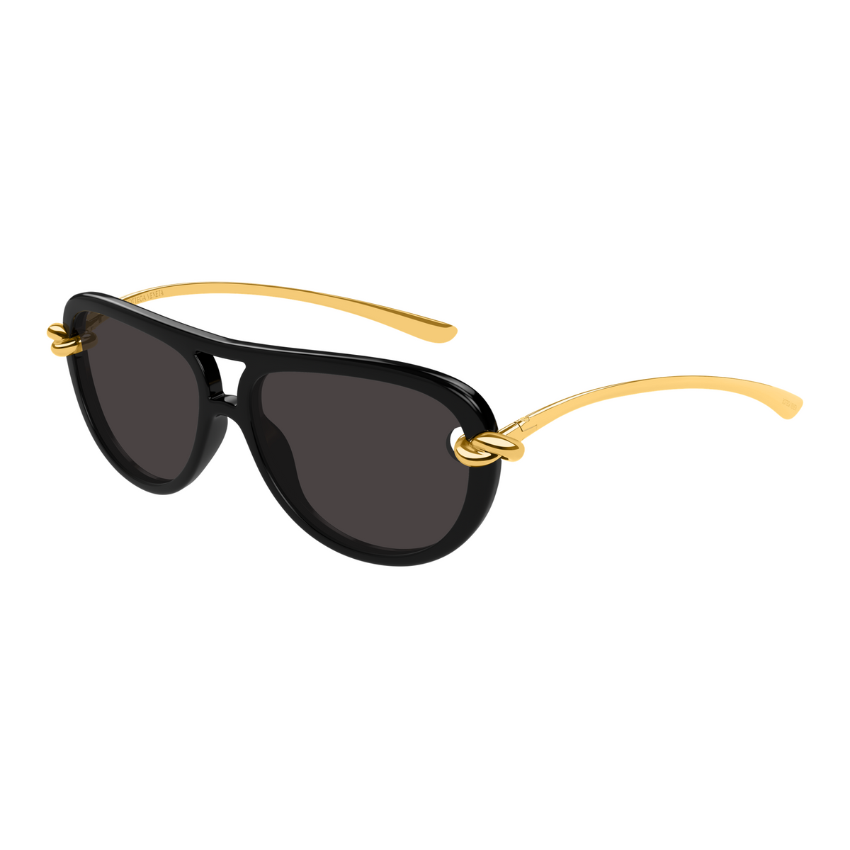 Bottega Veneta BV1418S Noir Doré 005 de trois-quarts - Les Lunettes de Pauline