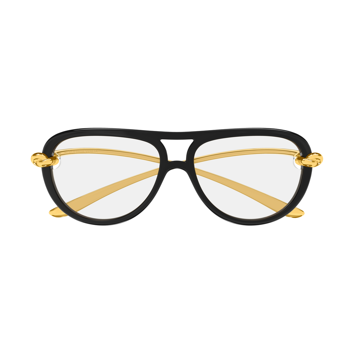 Bottega Veneta BV1418S Noir Doré Verres Clairs 006 de face - Les Lunettes de Pauline