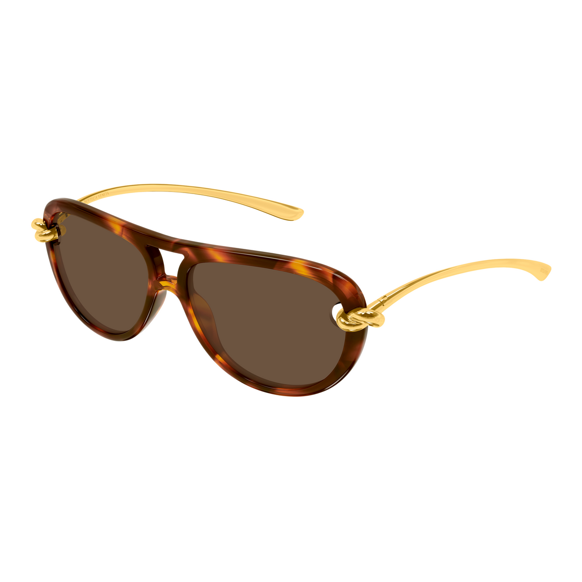 Bottega Veneta BV1418S Écaille Havane Doré 007 de trois-quarts - Les Lunettes de Pauline
