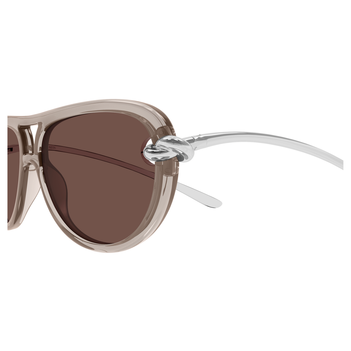 Bottega Veneta BV1418S Taupe Rosé Argenté 008 en détail des branches - Les Lunettes de Pauline