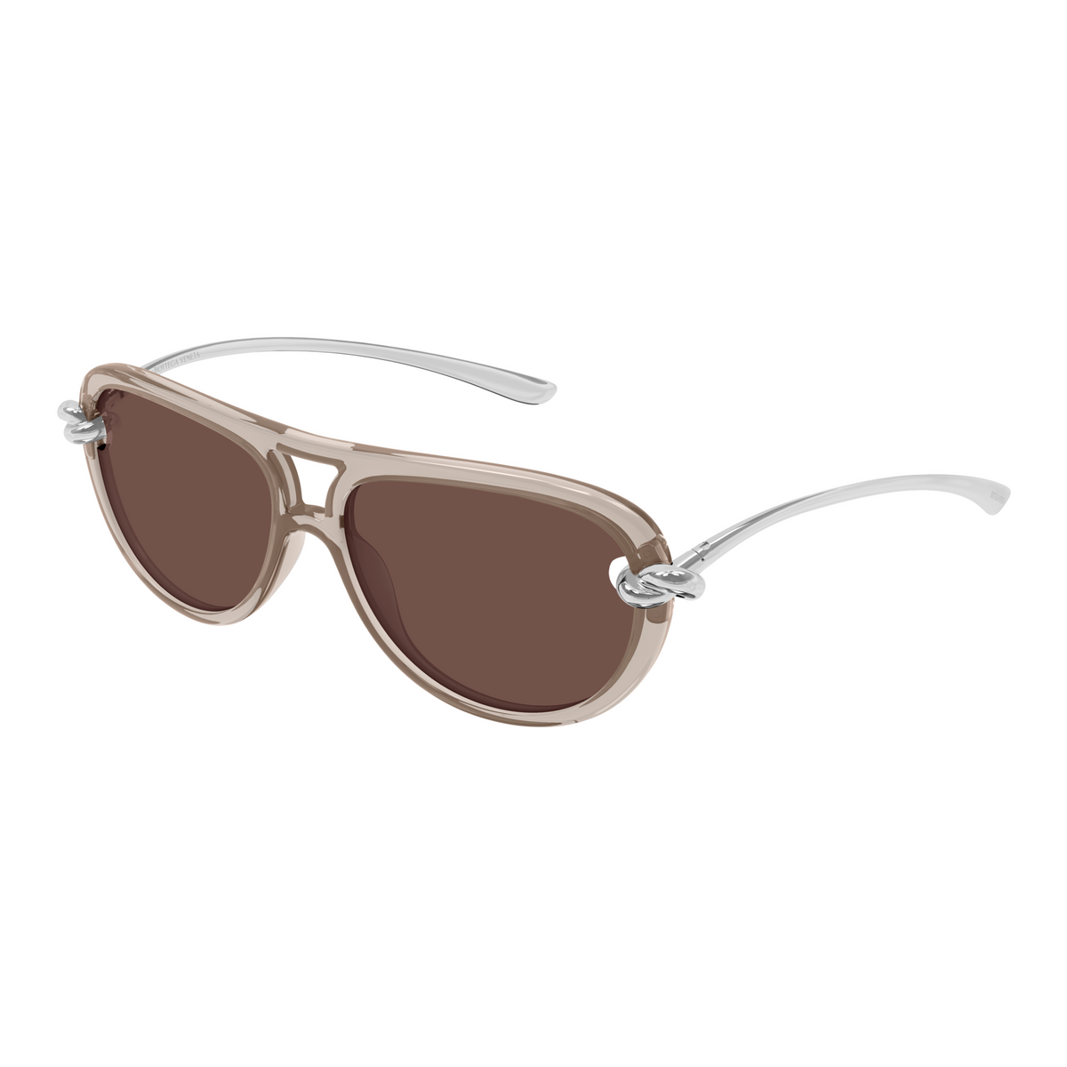 Bottega Veneta BV1418S Taupe Rosé Argenté 008 de trois-quarts - Les Lunettes de Pauline