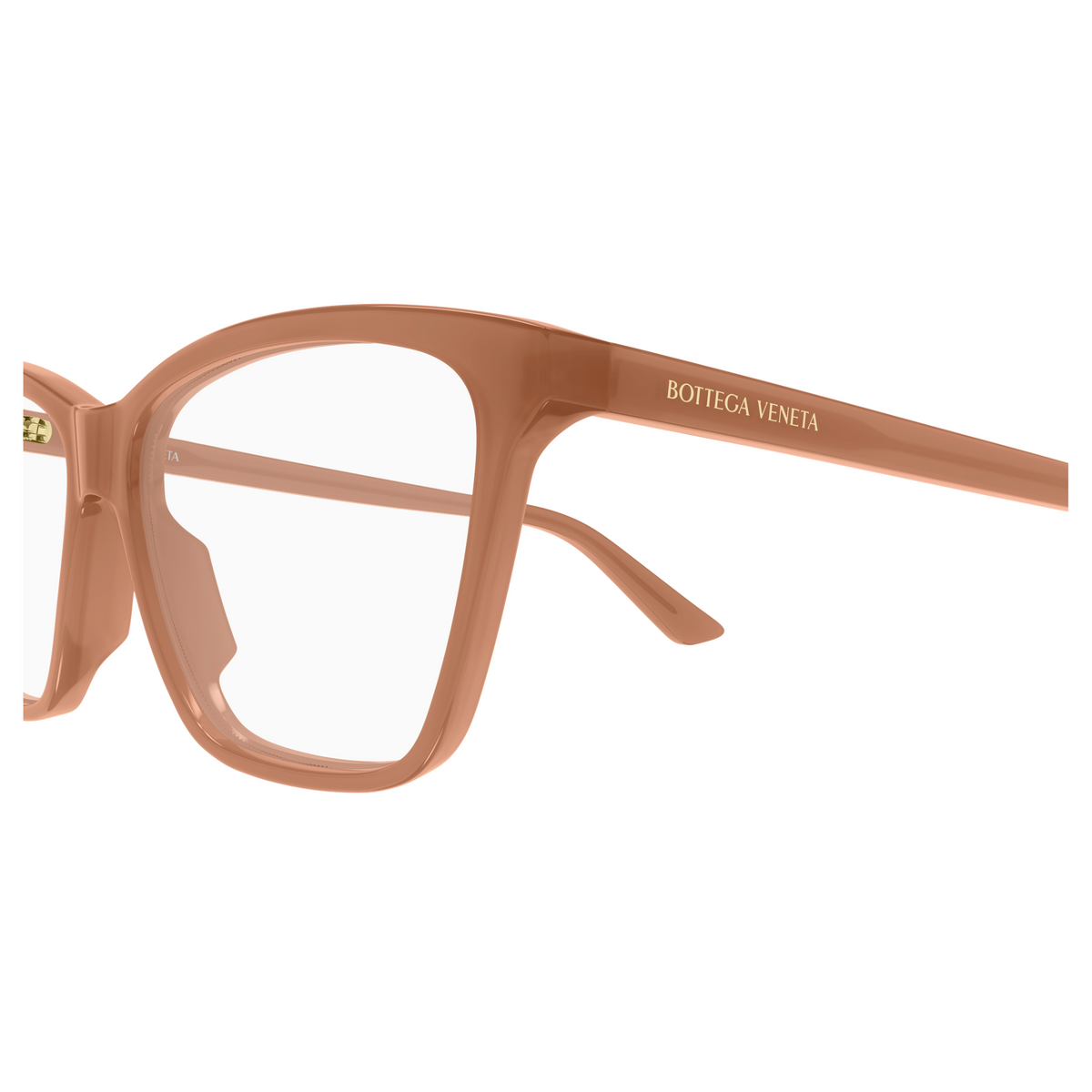 Bottega Veneta BV1421O Terracotta 006 en détail des branches - Les Lunettes de Pauline