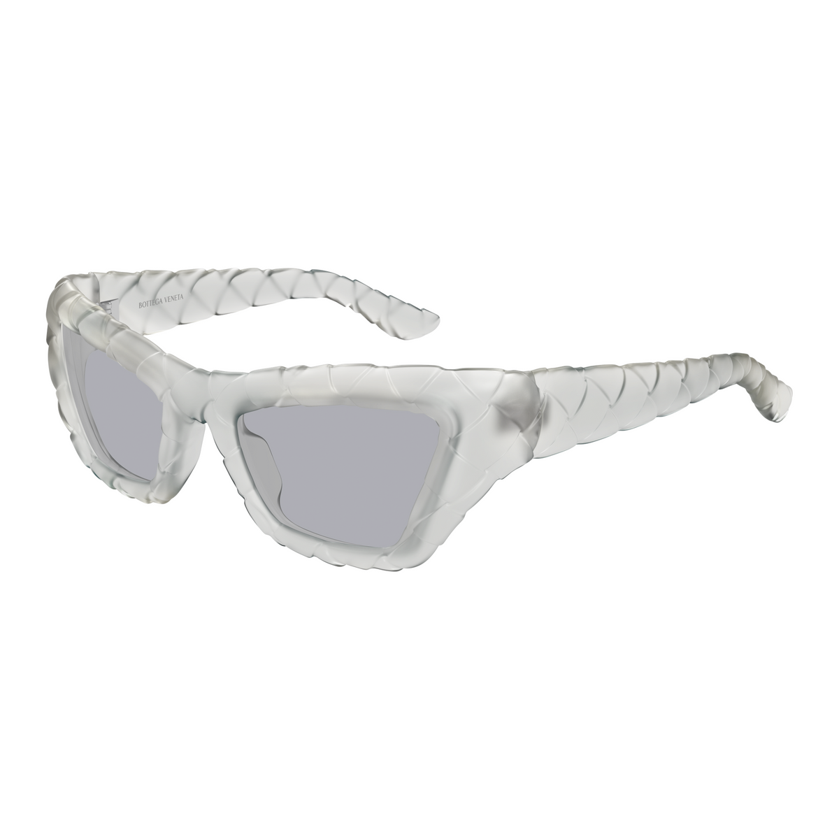 Bottega Veneta BV1438S Blanc Cristal 004 de trois-quarts - Les Lunettes de Pauline