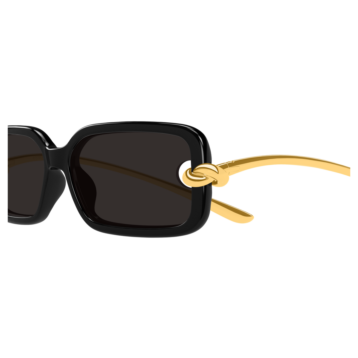 Bottega Veneta BV1439S Noir Doré 001 en détail des branches - Les Lunettes de Pauline