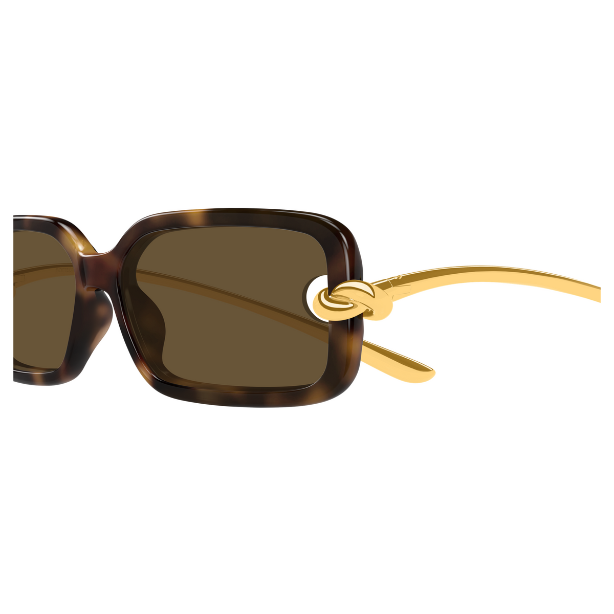 Bottega Veneta BV1439S Écaille Havane Doré 002 en détail des branches - Les Lunettes de Pauline